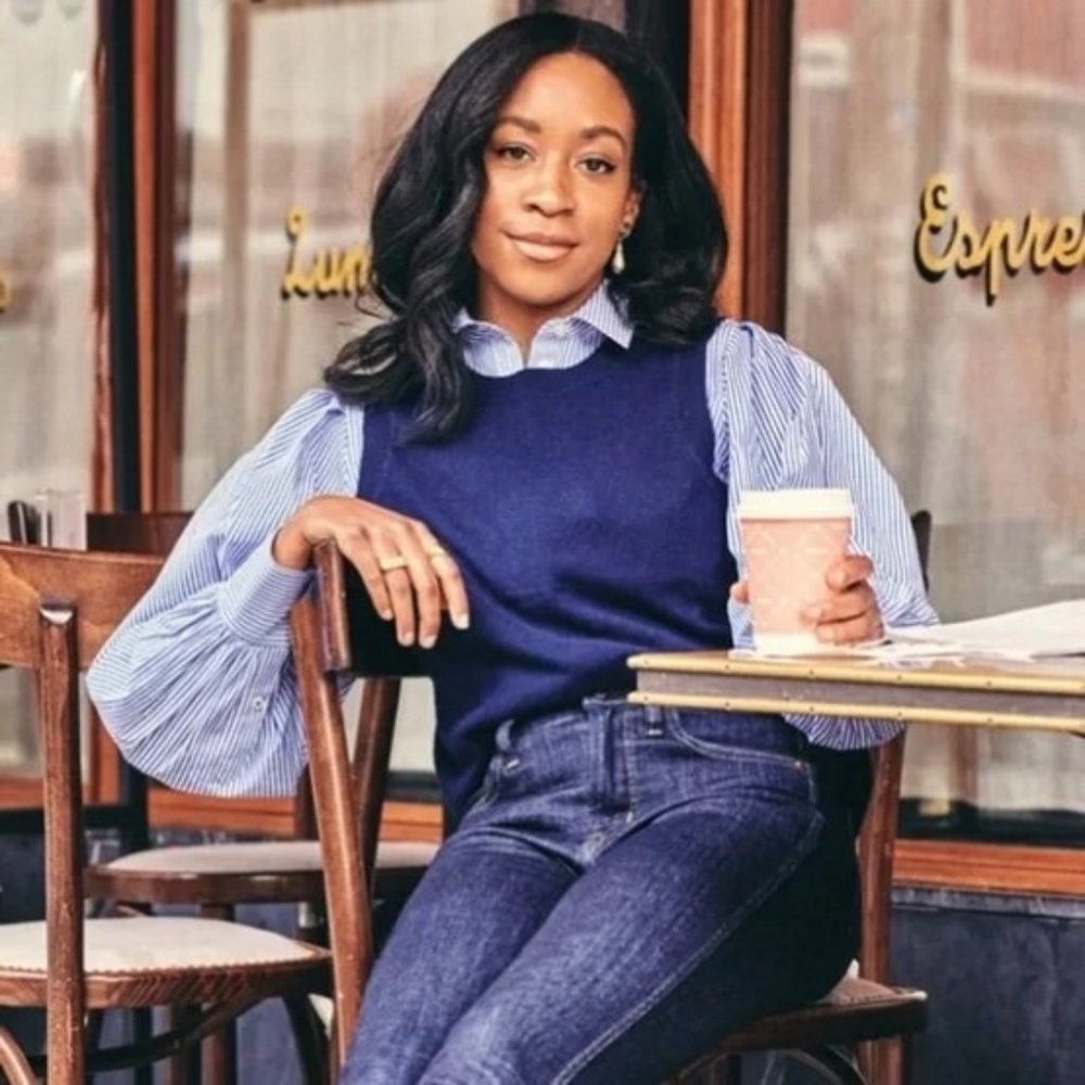 💙 NEW J. Crew Blue Striped Puff-Sleeve Shirt 22